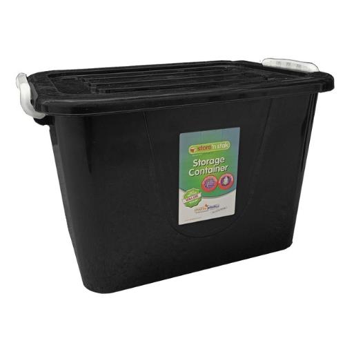 Storage Box With Lock Lid & Wheels 42Lt Black | West Pack Lifestyle